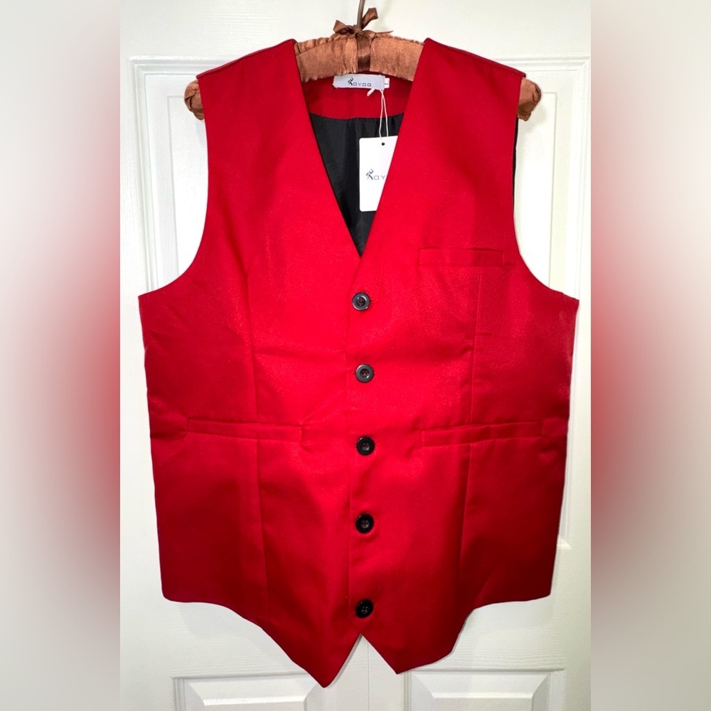 XOYOG Men's Red Tuxedo Vest Size Large NWT